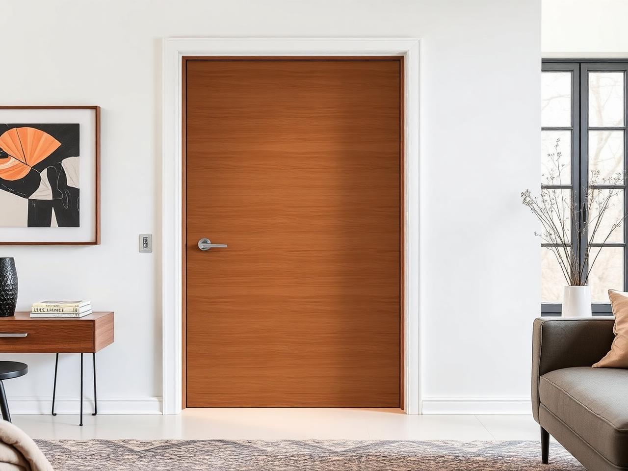 Minimalistische vlakke deur met onzichtbare scharnieren